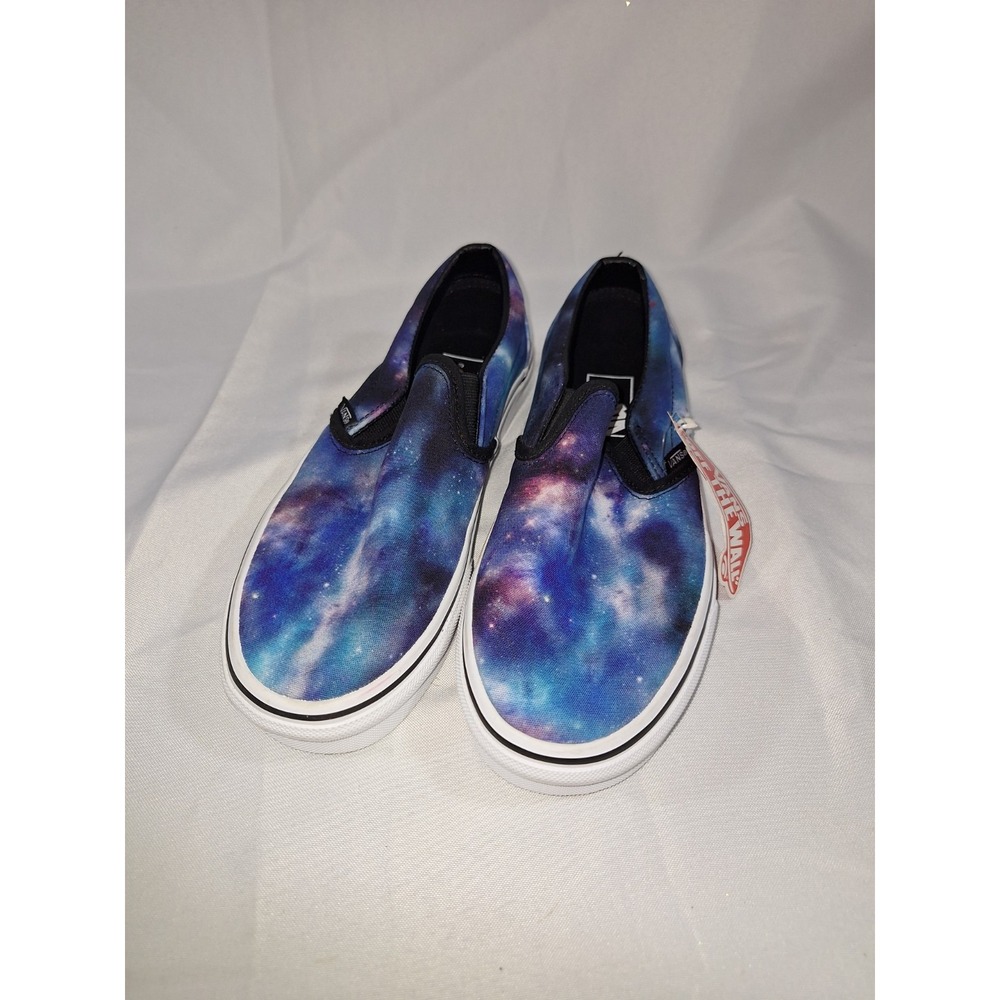Vans Classic Slip-On Mens US 6 Women's 7.5 Galaxy, Blue Canvas Tie Dyed Shoe NWT